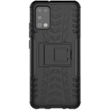 For Samsung Galaxy A02s (US Edition) Tire Texture Shockproof TPU+PC Protective Case with Holder(Black)