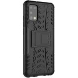 For Samsung Galaxy A02s (US Edition) Tire Texture Shockproof TPU+PC Protective Case with Holder(Black)