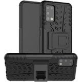 For Samsung Galaxy A02s (US Edition) Tire Texture Shockproof TPU+PC Protective Case with Holder(Black)