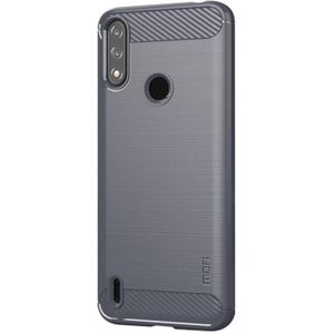 For Motorola Moto E7 Power MOFI Gentleness Series Brushed Texture Carbon Fiber Soft TPU Case(Gray)