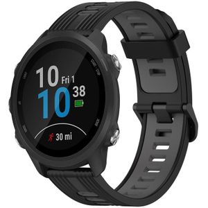 Voor Garmin Forerunner 245 Muziek 20 mm verticaal patroon tweekleurige siliconen horlogeband (zwart+grijs)