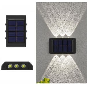 6LED NiMH Solar Wandlamp Outdoor Waterdicht Op en neer Tweekoppige Spotlights (Wit Licht)