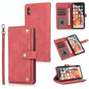 PU + TPU Horizontal Flip Leather Case with Holder & Card Slot & Wallet & Lanyard For iPhone XS Max(Wine Red)