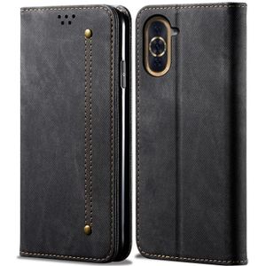 Voor Huawei Nova 10 4G Denim Textuur Casual Stijl Horizontale Flip Leather Case (Zwart)