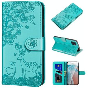 For Samsung Galaxy A71 5G Sika Deer Embossing Pattern Horizontal Flip PU Leather Case with Holder & Card Slot & Wallet & Photo Frame(Lake Blue)