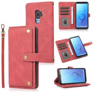 Voor Samsung Galaxy S9 + PU + TPU Horizontale Flip Lederen Case met Houder & Card Slot & Portemonnee & Lanyard (Wine Red)