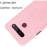 Voor LG K51S schokbestendige krokodiltextuur PC + PU Case(roze)