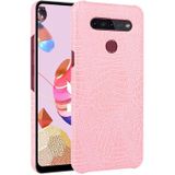 Voor LG K51S schokbestendige krokodiltextuur PC + PU Case(roze)