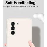 For Samsung Galaxy S21+ 5G Solid Color Imitation Liquid Silicone Straight Edge Dropproof Full Coverage Protective Case(White)