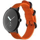Voor Google Pixel Watch geweven nylon stalen gesp horlogeband (oranje + zwart)