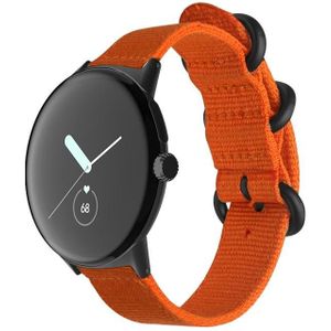 Voor Google Pixel Watch geweven nylon stalen gesp horlogeband (oranje + zwart)