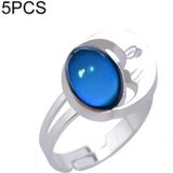 5 PCS Temperature Sensitive Discoloration Adjustable Open Ring(Moon Old Man Gem)