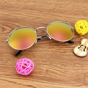 Oval Retro UV400 UV Protection Metal Frame AC Lens Sunglasses (Silver + Red)