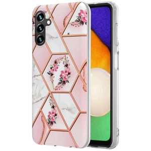 Voor Samsung Galaxy A34 5G splicing marmeren bloem IMD TPU telefoonhoes (roze bloem)