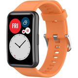 For Huawei Watch Fit Silicone Replacement Wrist Strap Watchband with Stainless Steel Buckle(Orange)