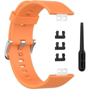 For Huawei Watch Fit Silicone Replacement Wrist Strap Watchband with Stainless Steel Buckle(Orange)