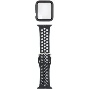 Siliconen vervangende riem watchband + beschermhoes met screen protector set voor Apple Watch Series 6 & se & 5 &4 40mm (zwart grijs)