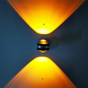 LED Up And Down Light Wall Light Double-Sided Crystal Aluminum Lights Upper Outlet  Power:2W(Yellow Light)