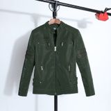 Men Casual Leather Jacket Coat (Color:Army Green Size:XL)