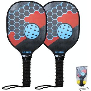 LEIJIAER 1 paar imitatie koolstofhout pickleball paddle-set met 2 ballen