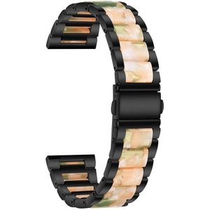 For Garmin Venu/Vivoactive 3 Music 20mm Universal Three-beads Stainless Steel + Resin Replacement Strap Watchband(Black+Pink Green)