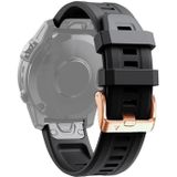 Voor Garmin Fenix 7S 20mm Rose Gold Buckle Silicone Strap (Zwart)