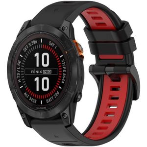 Voor Garmin Fenix 7S Pro 42 mm 20 mm sport tweekleurige siliconen horlogeband (zwart + rood)