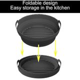 Ronde 2 Layer Air Fryer Siliconen Mand Herbruikbare Opvouwbare Air Fryer Mould Liner Tray (Zwart)