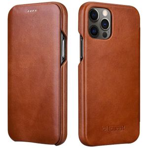 Icarer First Layer Cowhide Horizontale Flip Phone Case voor iPhone 12 Pro Max (Brown)