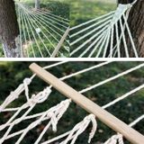Outdoor Mesh Hammock Cotton Thread Solid Wood Stick Hammock Indoor Swing  Size: 200x80cm