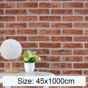 Iron Phosphate Creative 3D Stone Brick Decoration Wallpaper Stickers Bedroom Living Room Wall Waterproof Wallpaper Roll  Size: 45 x 1000cm