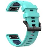 Voor Garmin Fenix 5 22mm tweekleurige sport siliconen horlogeband (mintgroen + blauw)