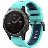 Voor Garmin Fenix 5 22mm tweekleurige sport siliconen horlogeband (mintgroen + blauw)