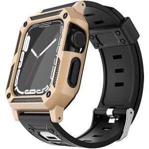 Militaire siliconen horlogeband + horlogekastset voor Apple Watch-serie 8 & 7 45 mm / SE 2 & 6 & SE & 5 & 4 44 mm