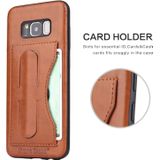 Fierre Shann Full Coverage Protective Leather Case for Galaxy S8  with Holder & Card Slot(Red)