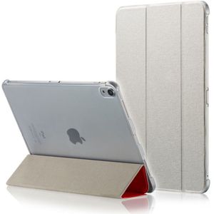 Silk Texture Horizontal Flip Ultra-thin Double-sided Clip Magnetic PU Leather Case for iPad Pro 11 inch (2018)  with Three-folding Holder & Sleep / Wake-up Function(Light Grey)