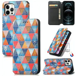 Kleurrijke magnetische horizontale flip pu lederen geval met houder en kaartsleuf en portemonnee voor iPhone 12 Pro Max (Rhombus Mandala)