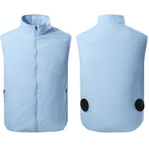 Refrigeration Heatstroke Prevention Outdoor Ice Cool Vest Overalls with Fan  Size:XXXL(Light Blue)