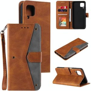 For Samsung Galaxy A12 Stitching Calf Texture Horizontal Flip Leather Case with Holder & Card Slots & Wallet(Brown)