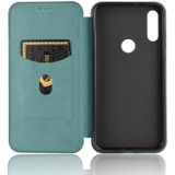 For Motorola Moto E(2020) Carbon Fiber Texture Magnetic Horizontal Flip TPU + PC + PU Leather Case with Rope & Card Slot(Green)