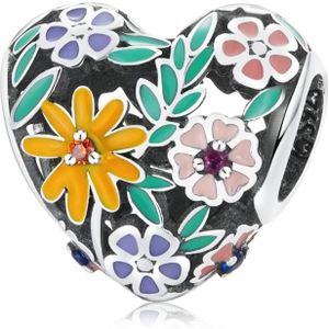 S925 Sterling Silver Flower Heart Beads DIY Bracelet Necklace Accessories