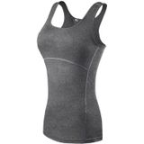 Tight Training Exercise Fitness Yoga Quick Dry Vest (Color:Grey Size:M)
