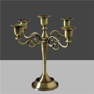 Retro Candlestick Home Decoration Living Room Cafe Theme Restaurant Jewelry Candlelight Dinner Props Gifts  Style:Bronze-5 Arms