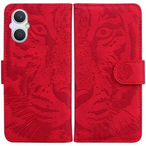 Voor Oppo A96 5G / Reno7 Z 5G Tiger Embossing Pattern Lederen Telefoonhoes