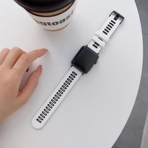 Siliconen horlogeband voor Apple Watch Series 7 41mm / 6 & SE & 5 & 4 40mm / 3 & 2 & 1 38mm (wit + zwart)