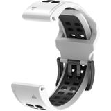 Voor Garmin Fenix 7x 26mm tweekleurige twee-gaten Siliconen Quick Release horlogeband (wit zwart)