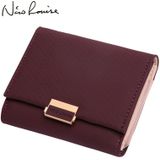 Luxury Wallet Female Leather Women Leather Purse Plaid Wallet Ladies Hot Change Card Holder Coin Small Purses for Girls(Wine red)