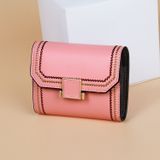KB190 Cover Type Snap Button Cowhide Leather Organ Shape Multiple Card Slots Anti-magnetic RFID Wallet for Ladies(Pink)
