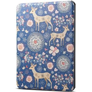 Reindeer Blue Pattern Horizontal Flip PU Leather Protective Case for Amazon Kindle 2019  with Sleep & Wake-up Funtion