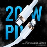 USAMS US-SJ485 U63 Type-C / USB-C to 8 Pin PD 20W Smooth Aluminum Alloy Fast Charging Data Cable  Length: 2m (White)